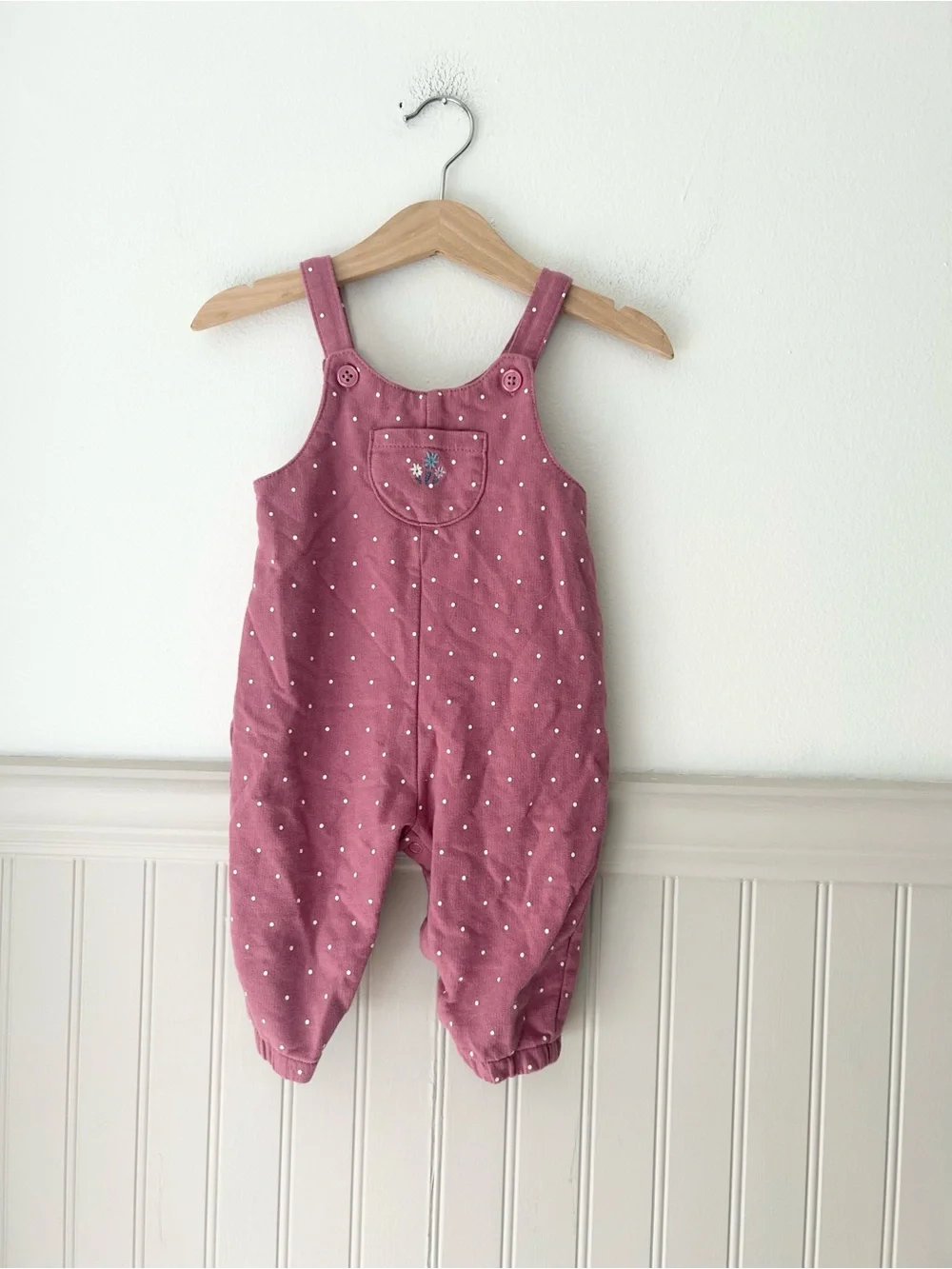 Carter's 6 Months Dusty Rose Polka Dot Girls' Cotton Overalls